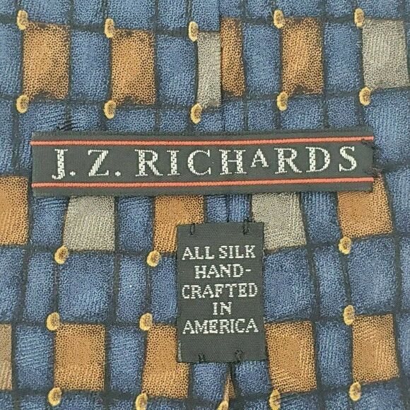 JZ Richards Blue Geometric Silk Tie 58‎ 3 7/8 - Picture 3 of 5